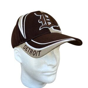 City Hinter Broun Ivory White Embroidery Snap Back Detroit Tigers Baseball Cap